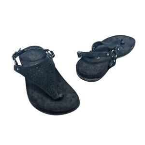 Vionic Black Kirra Toe Post Thong Sandal Adjustable Buckle Arch Support Size 8